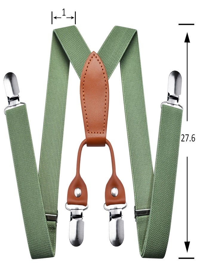 Branduce Baby Boy Sage Green Suspender with 4 Strong Clips Adjustable Kids Y Back Suspenders (SS01-51) - Image 4